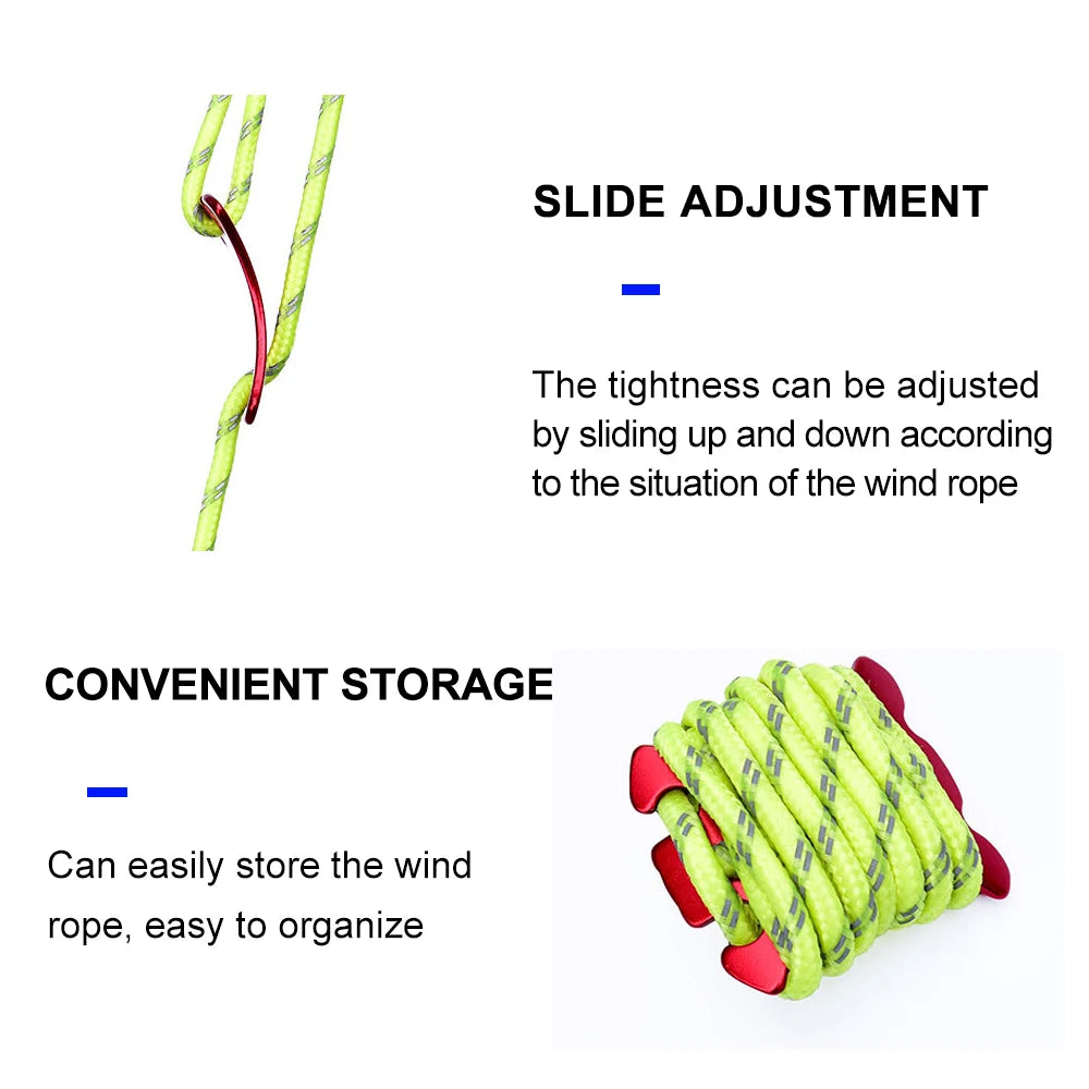 Camping Tent Wind Rope Buckle Aluminium Alloy Cord Buckles 4pcs/set