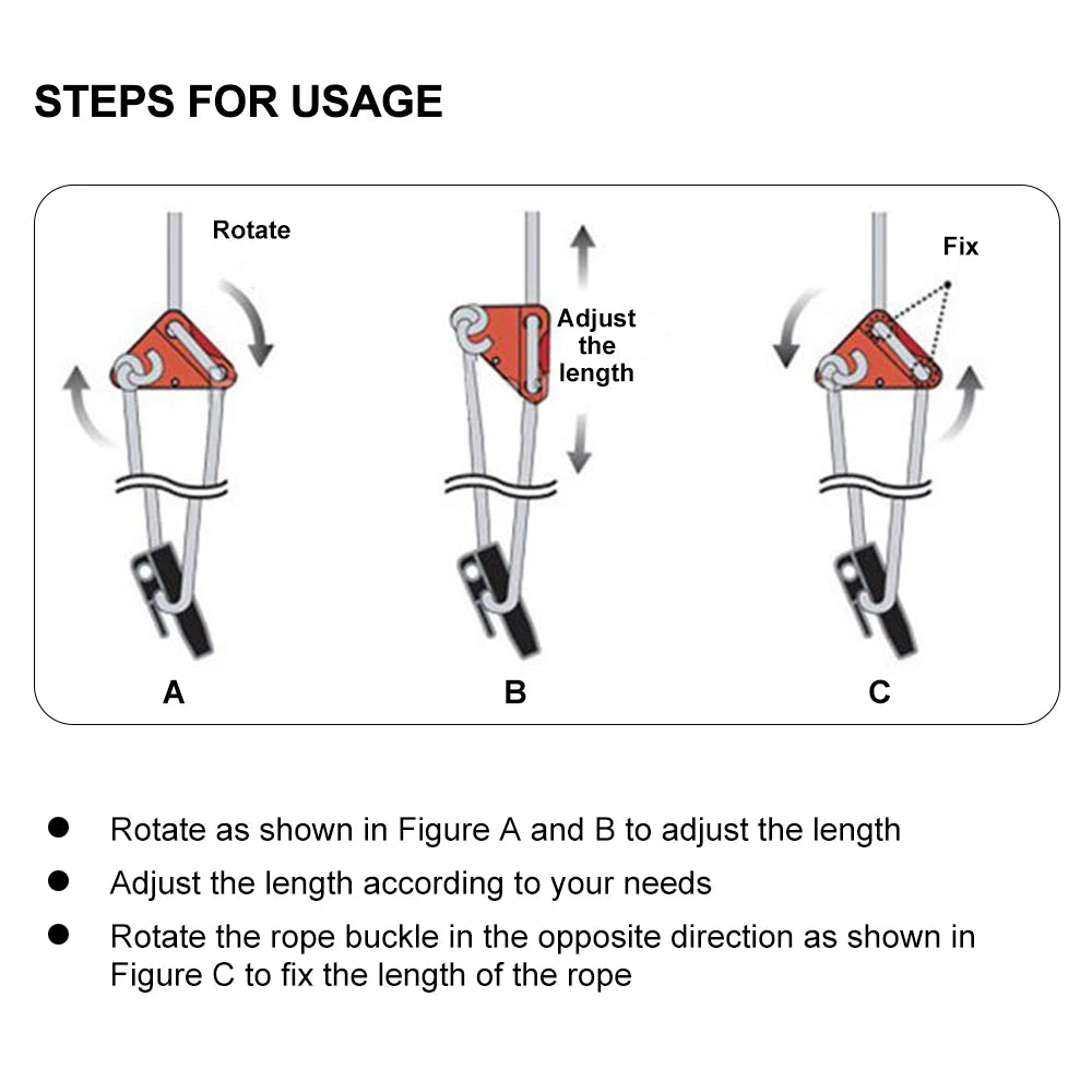 Camping Tent Wind Rope Triangle Buckle 4pcs/set