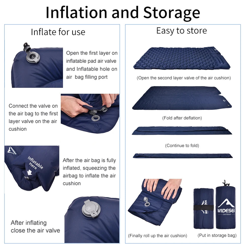 Camping 2-Person Air Mattress Ultralight Folding Sleeping Pad 