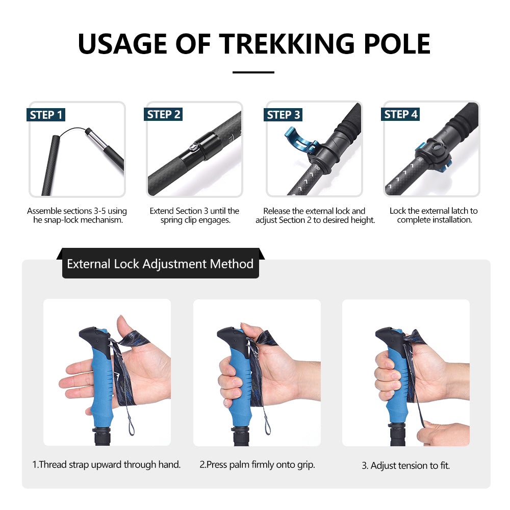 Widesea Camping Carbon Fiber Ultra-light Stretchable Trekking Pole