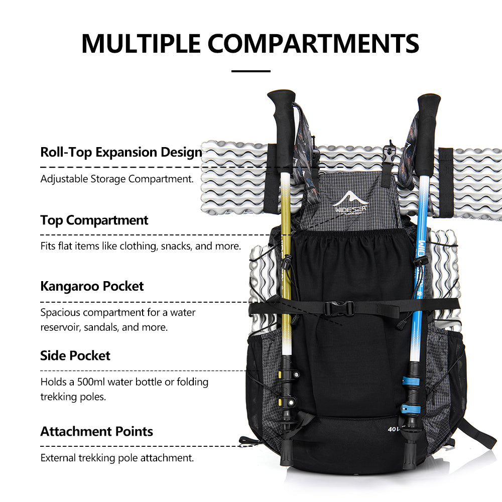 Widesea Camping Climbing Sports Waterproof 40L Backpacks