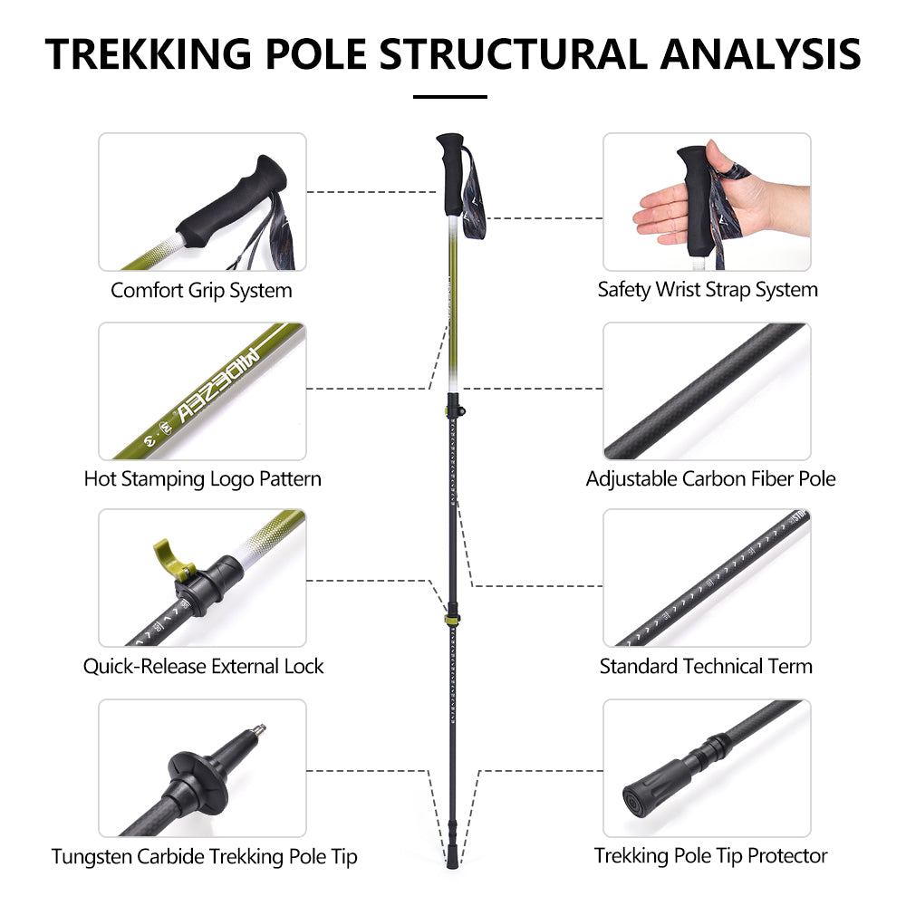 Widesea Trekking Poles 3section Lock For Anti-slip Adjustment Portable Telescopic Trekking Pole