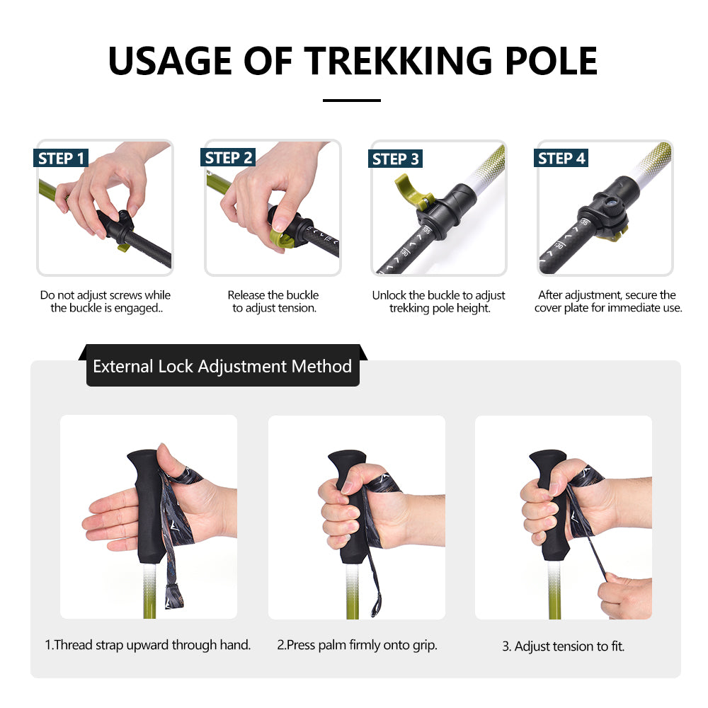 Widesea Trekking Poles 3section Lock For Anti-slip Adjustment Portable Telescopic Trekking Pole