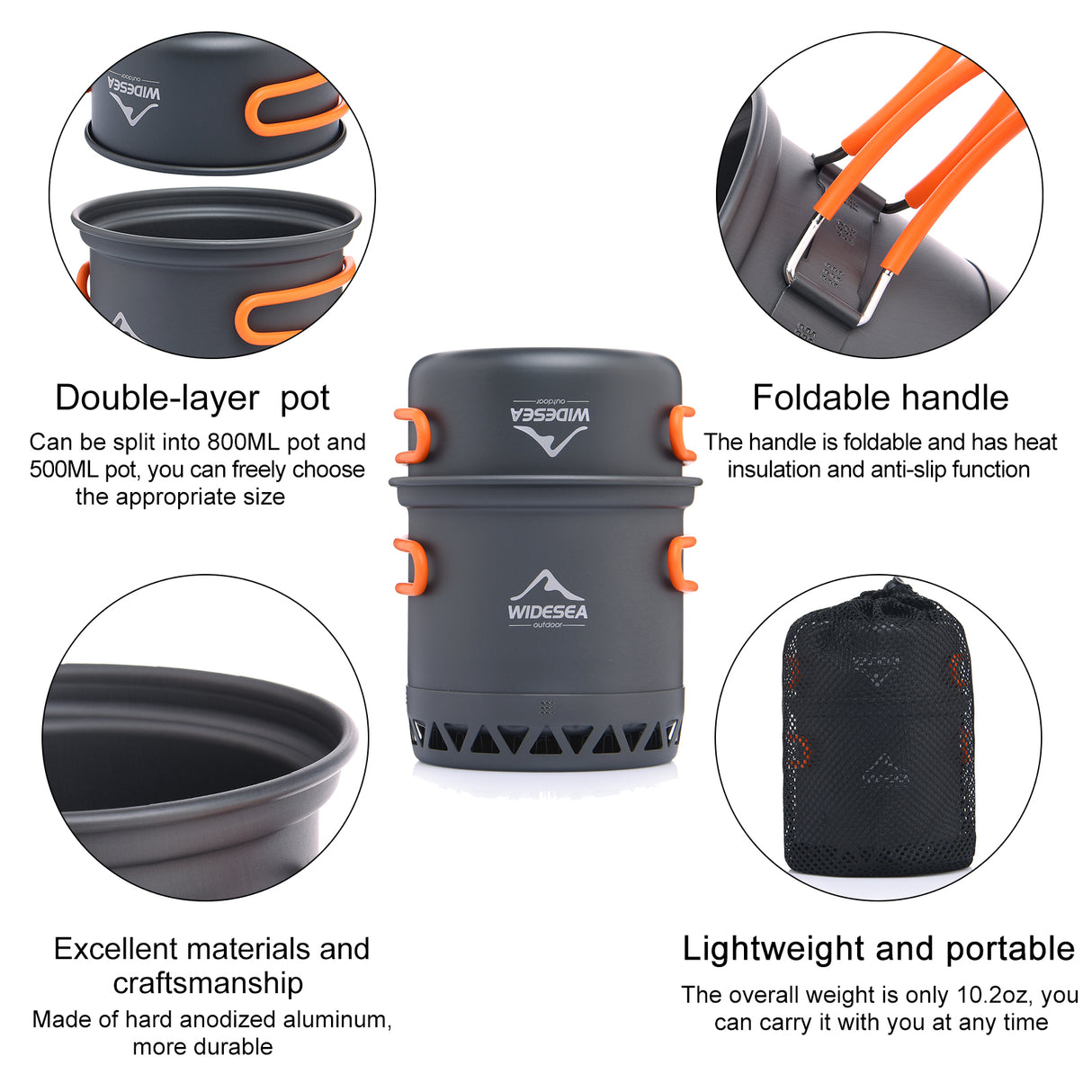 Camping Aluminum Pot 1 Person with Heat Exchanger