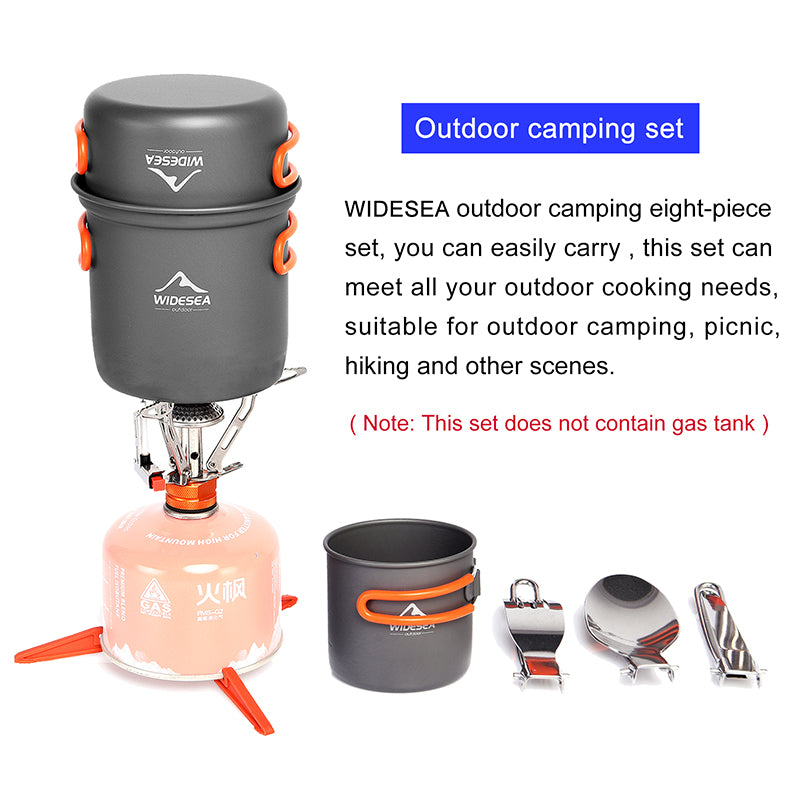Camping Cooking Set Mess Kit Pot Pan Cup Stove Burner