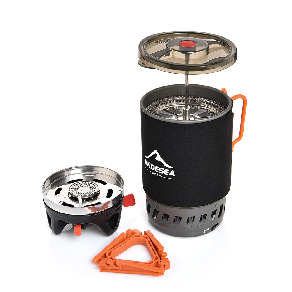 Camping Cooking System withe French Press 900ML Coffee Pot – widesea outdoor