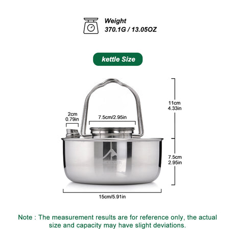 Widesea Camping 1.7L SS304 Stainless Kettle
