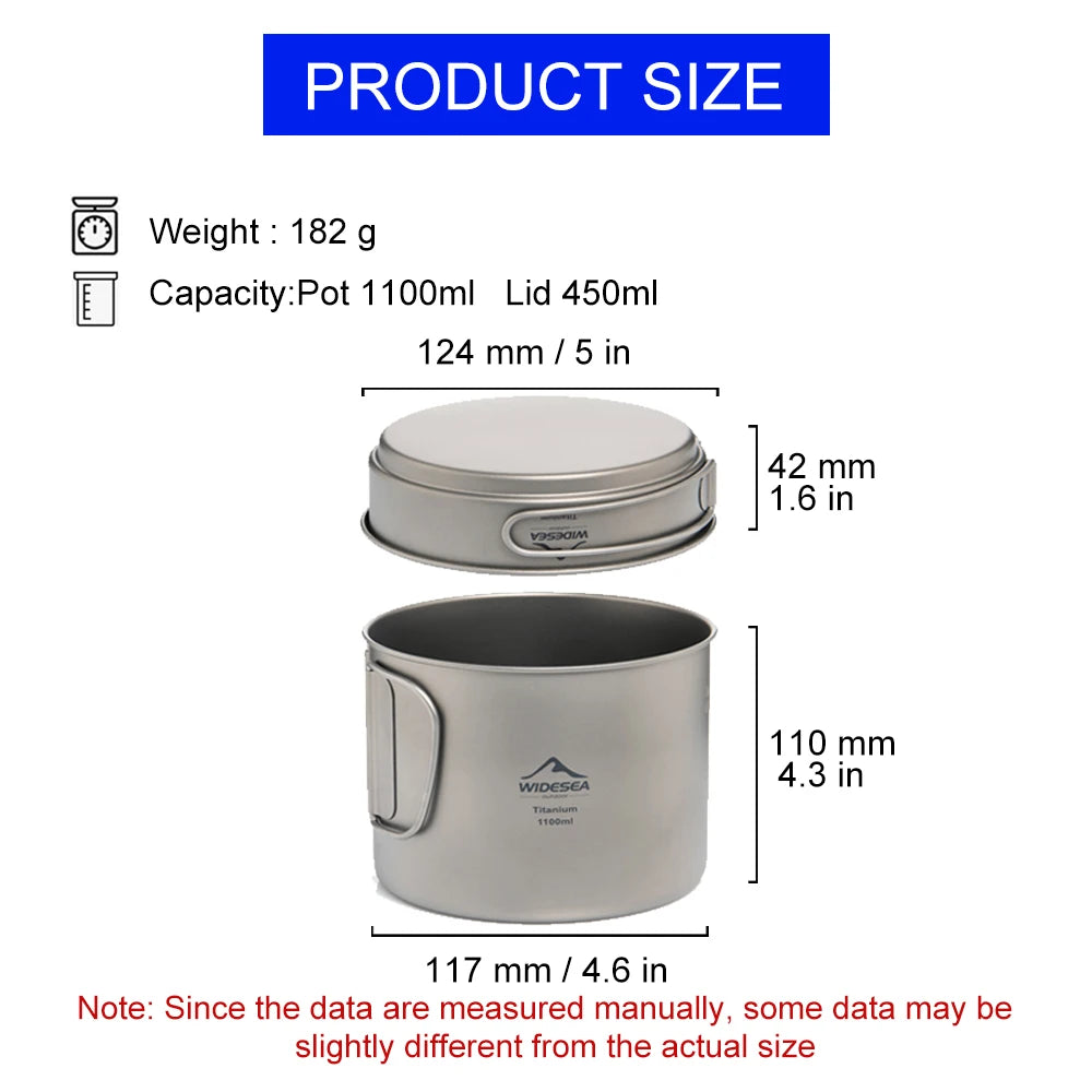 Camping Portable Mug Titanium Cooking 1100ML Pot