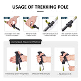 Widesea Trekking Poles 3section  Lock For Anti-slip Adjustment Portable Telescopic Trekking Pole