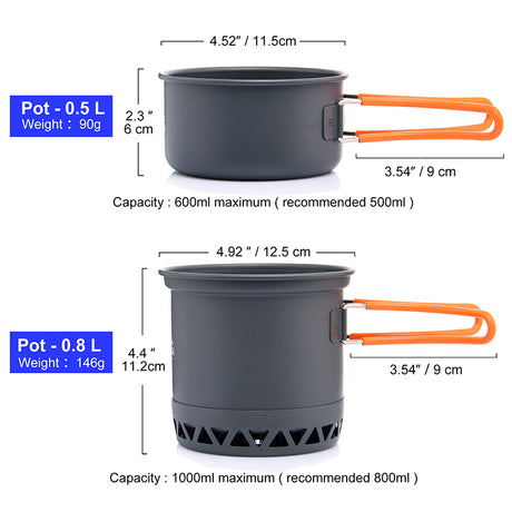 Camping Cooking Set Mess Kit Pot Pan Cup Stove Burner