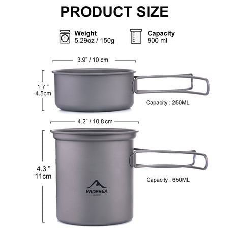 Titanium Pot Pan 650+250ML