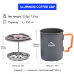 Load image into Gallery viewer, Camping Aluminum Coffee Pot with French Press 750ML
