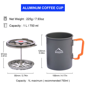 Camping Aluminum Coffee Pot with French Press 750ML