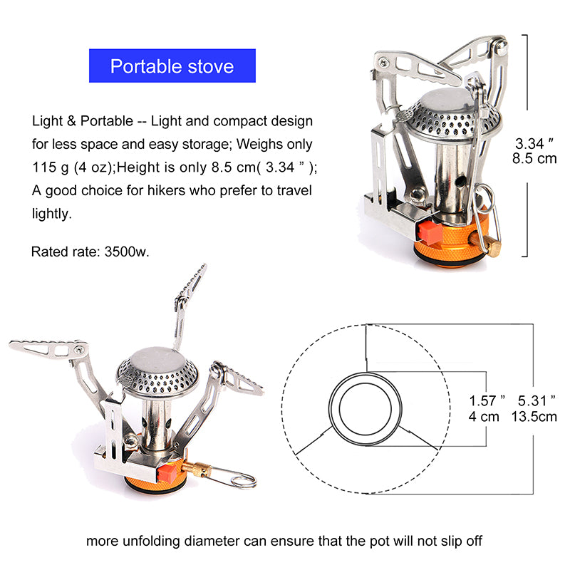 Camping Cooking Set Mess Kit Pot Pan Cup Stove Burner