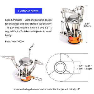 Camping Cooking Set Mess Kit Pot Pan Cup Stove Burner