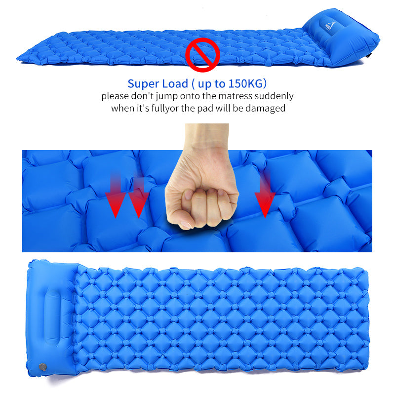 Camping Sleeping Pad Outdoor Mat with Pillow Design