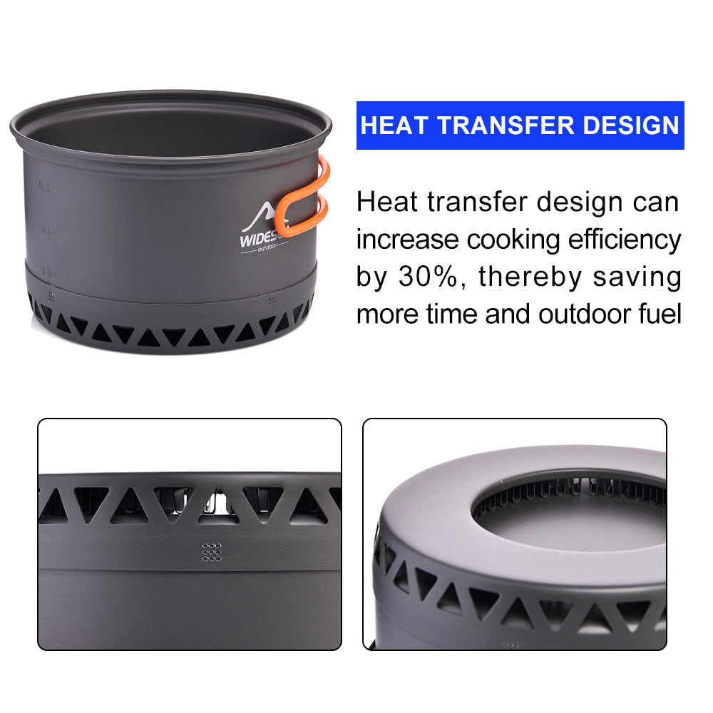 Camping Aluminum Pot Pan with Heat Exchanger