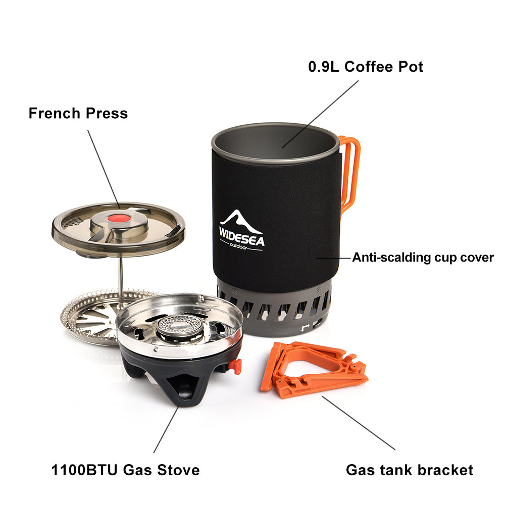 Camping Cooking System withe French Press 900ML Coffee Pot